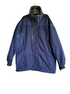 Rawik Endurance Ski Jacket L Navy Thermolite Waterproof Hidden Hood Winter Coat